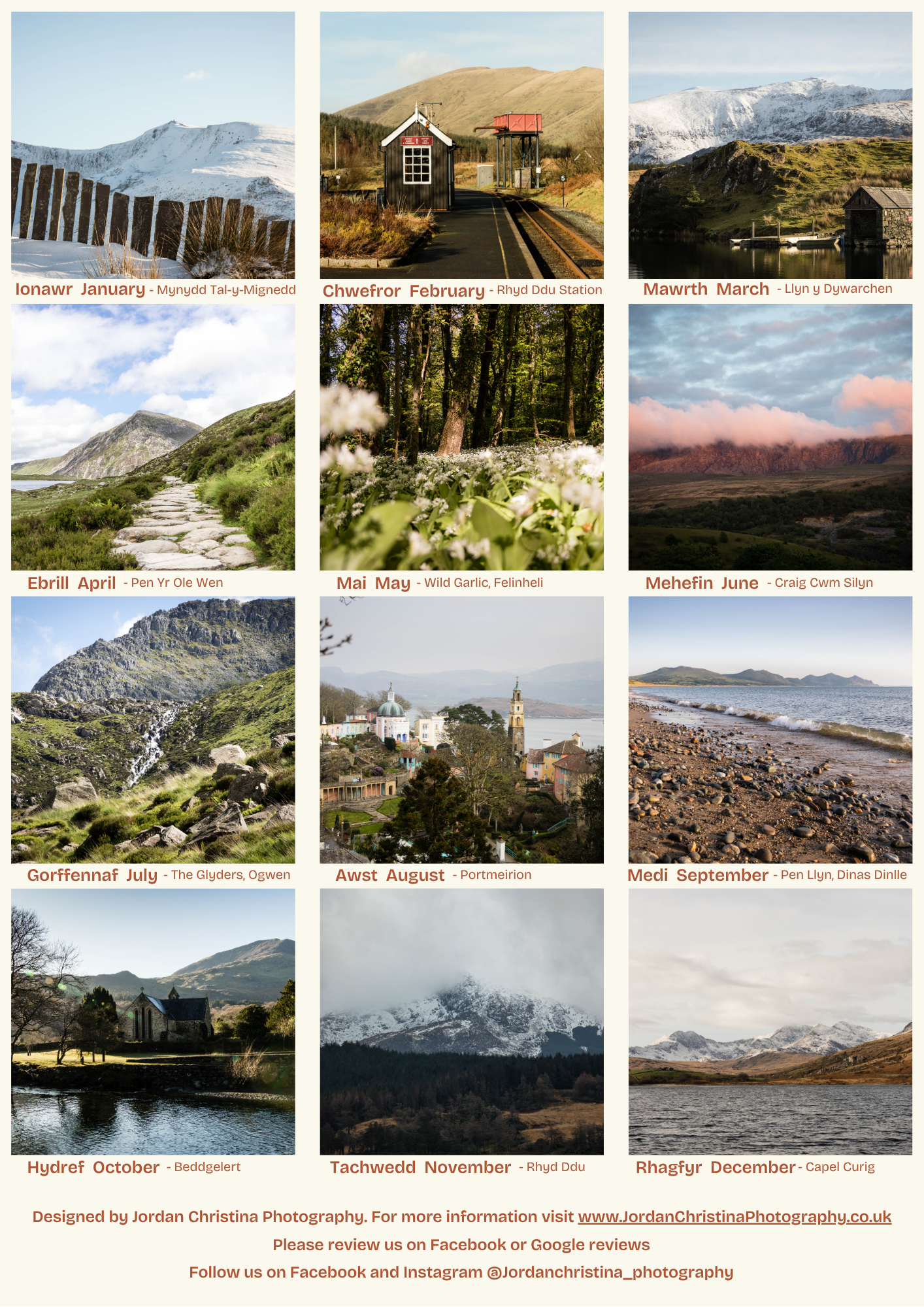 Collage of scenic images from January to December, showcasing various landscapes.