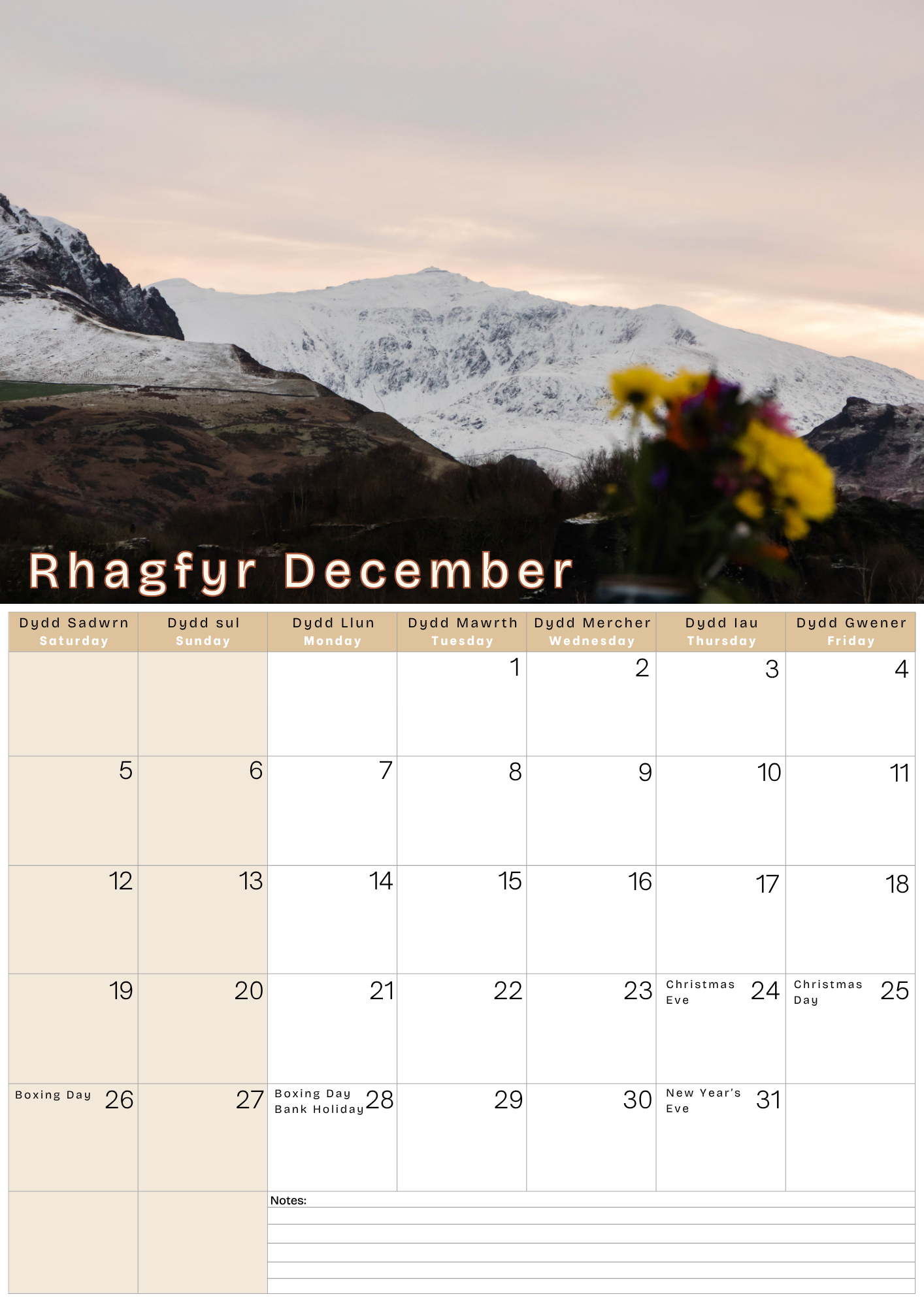 A3 Calendar