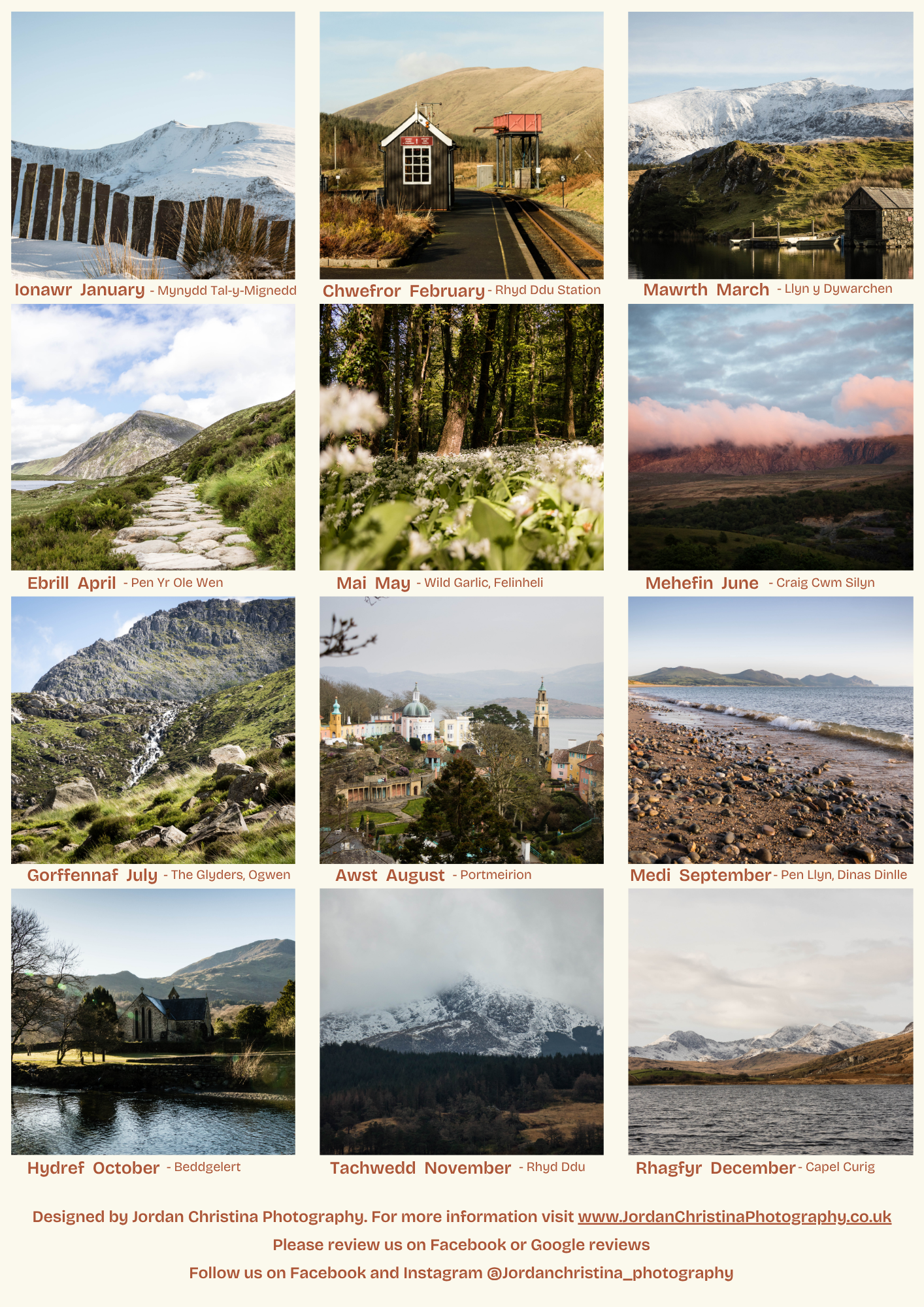 Collage of scenic images from January to December, showcasing various landscapes.