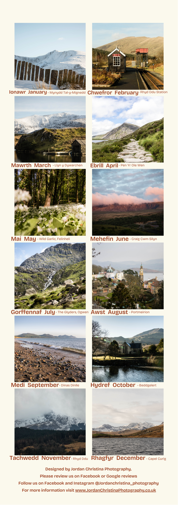 Collage of various landscapes with calendar overview