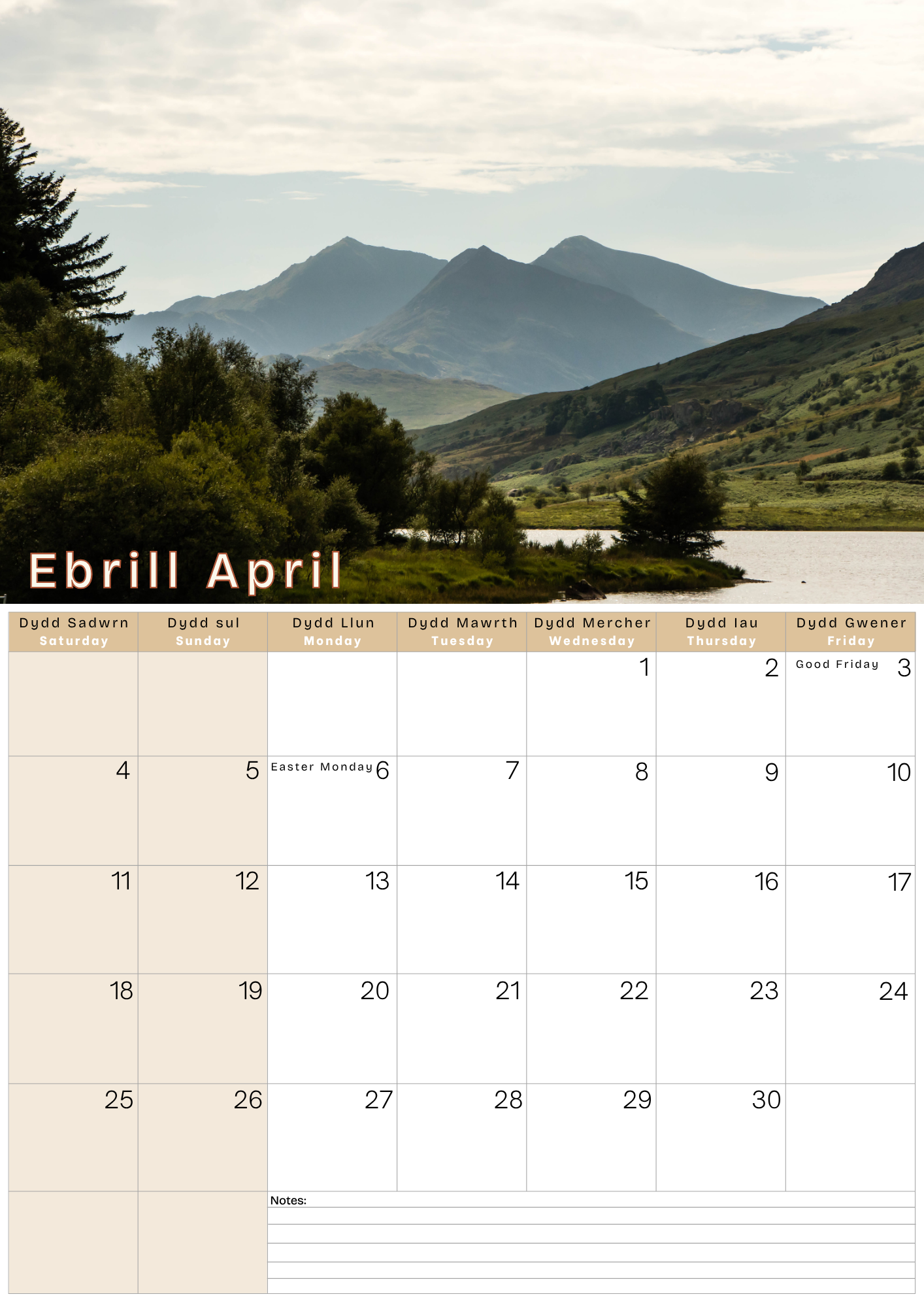 A3 Calendar