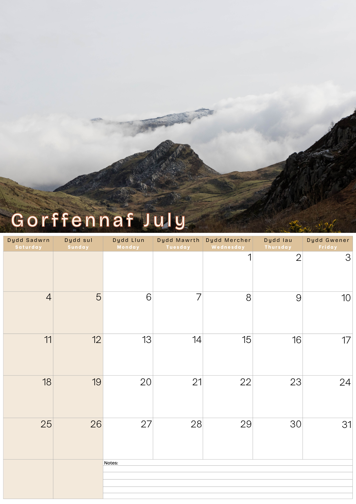 A3 Calendar