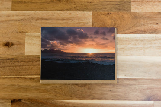 Sunset at Dinas Dinlle greeting card