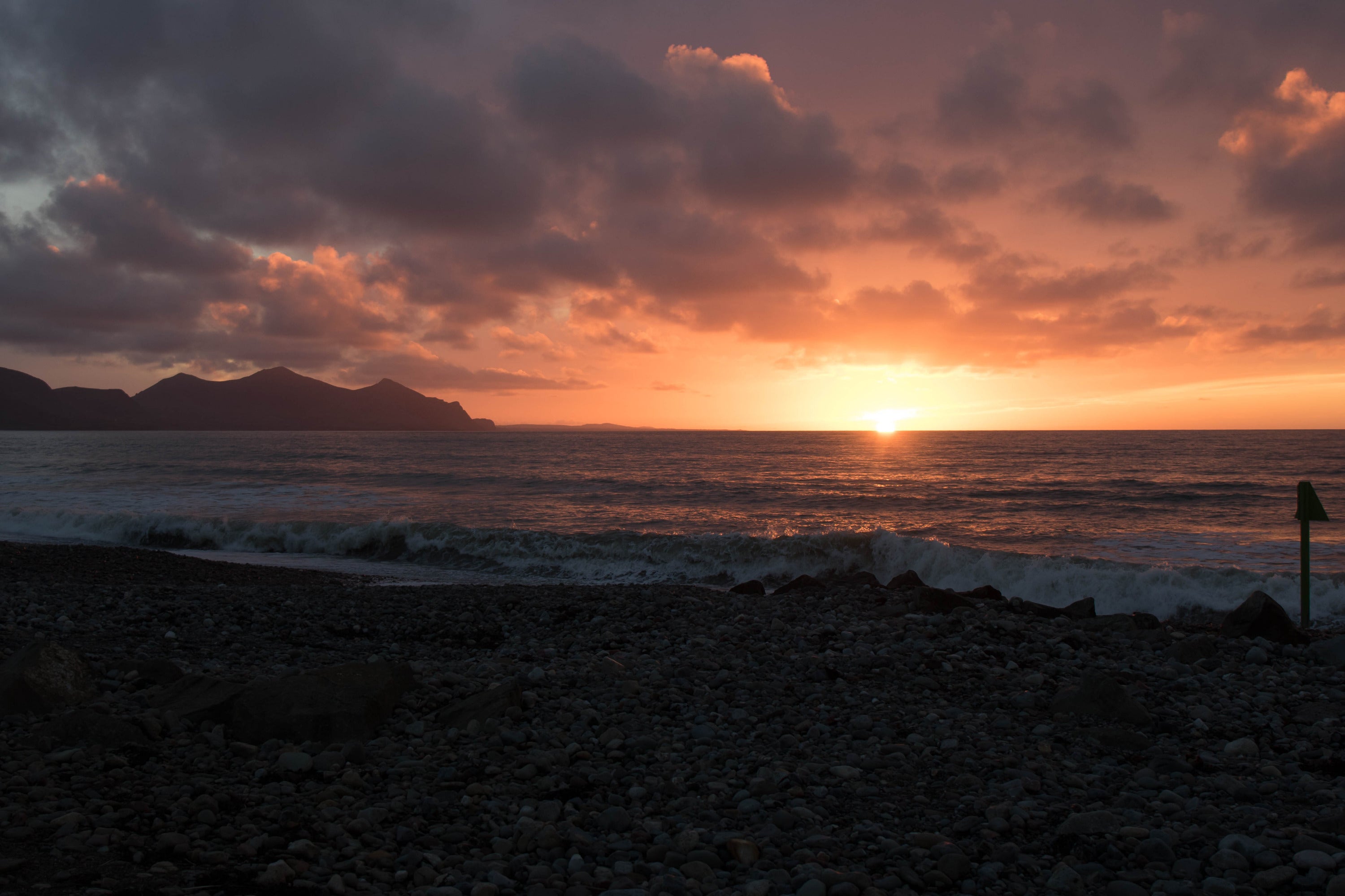 Sunset at Dinas Dinlle North Wales.