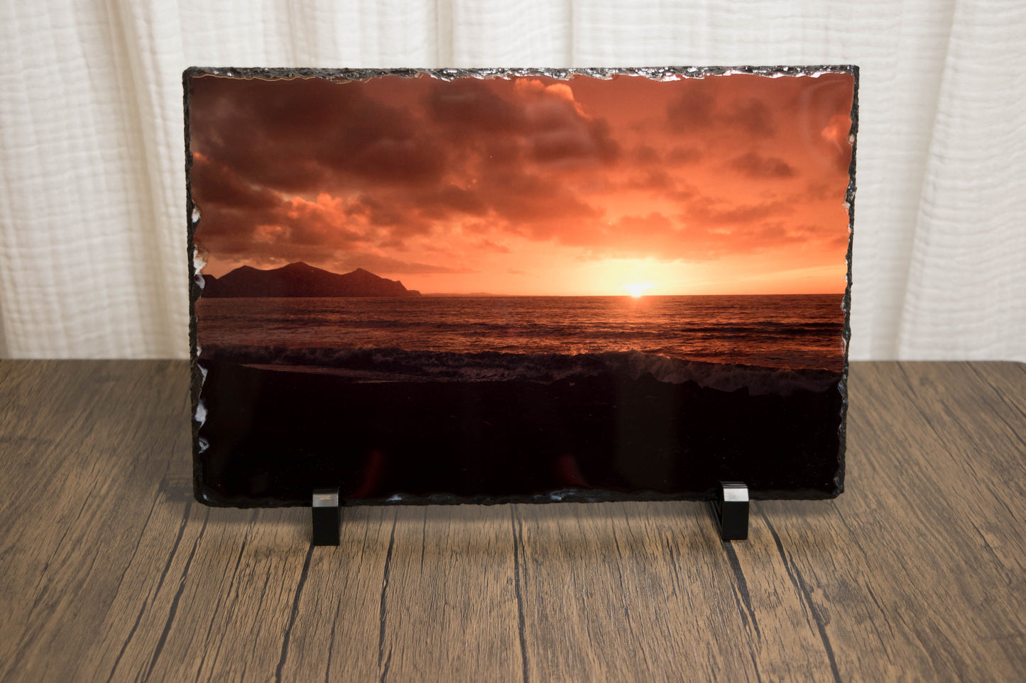 A beach sunset printed onto a photo slate
