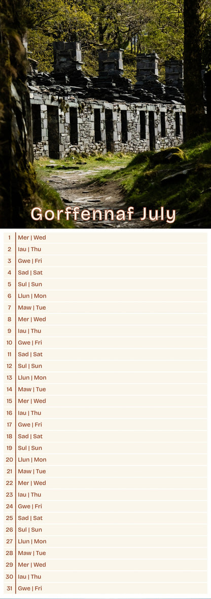Llanberis Slim Calendar