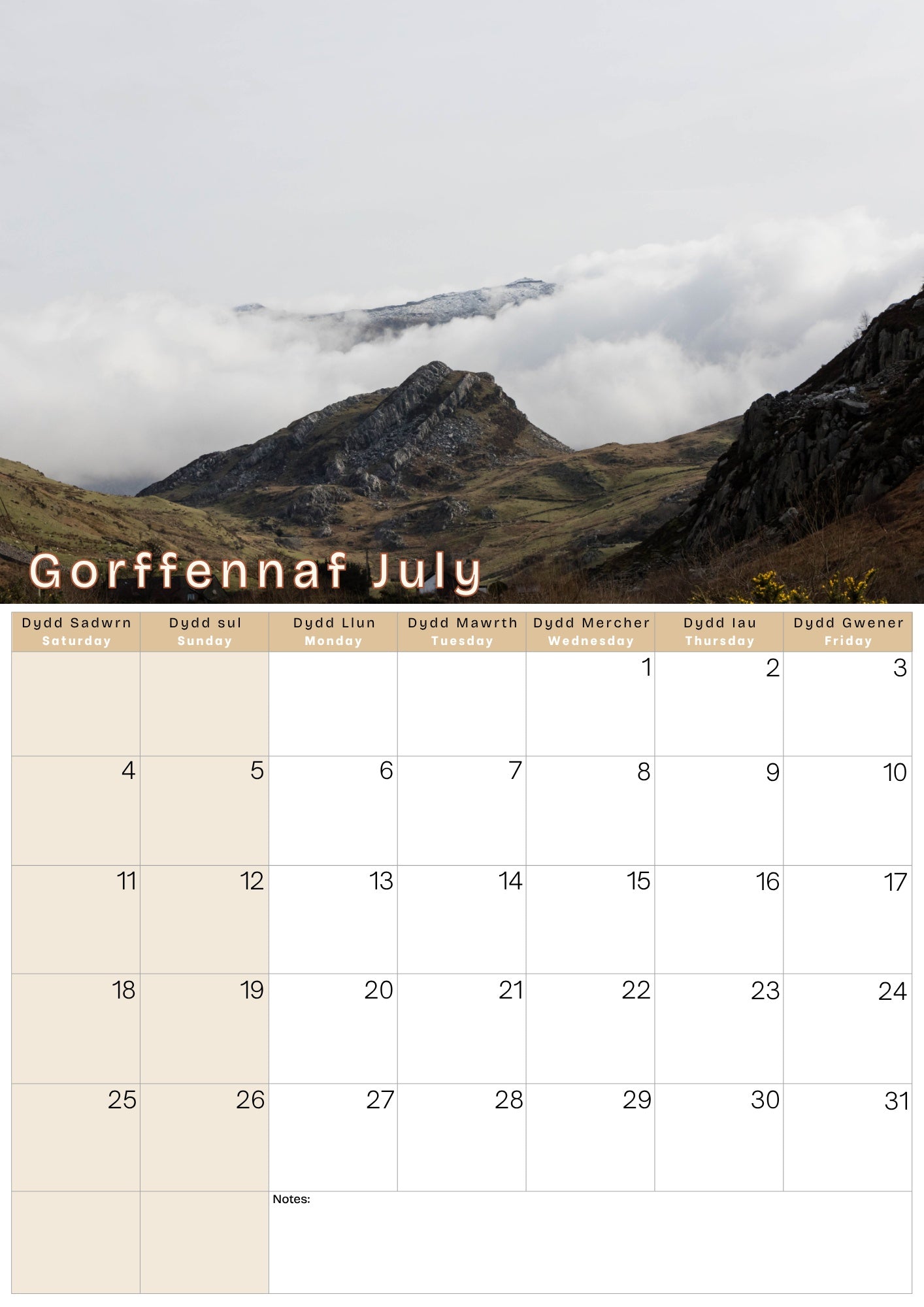 A4 Calendar